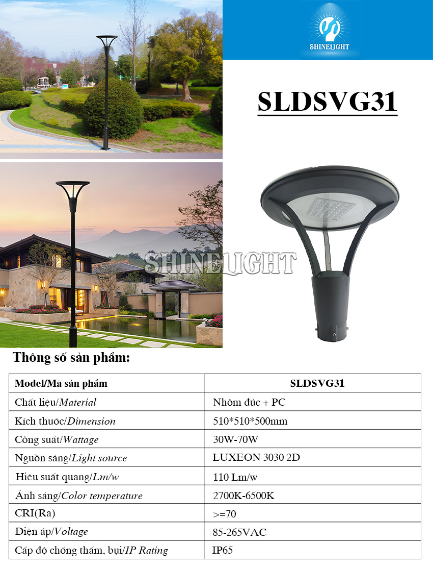 Cột đèn sân vườn SLDSVG31