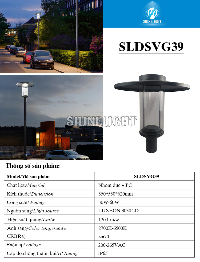 Cột đèn sân vườn SLDSVG39