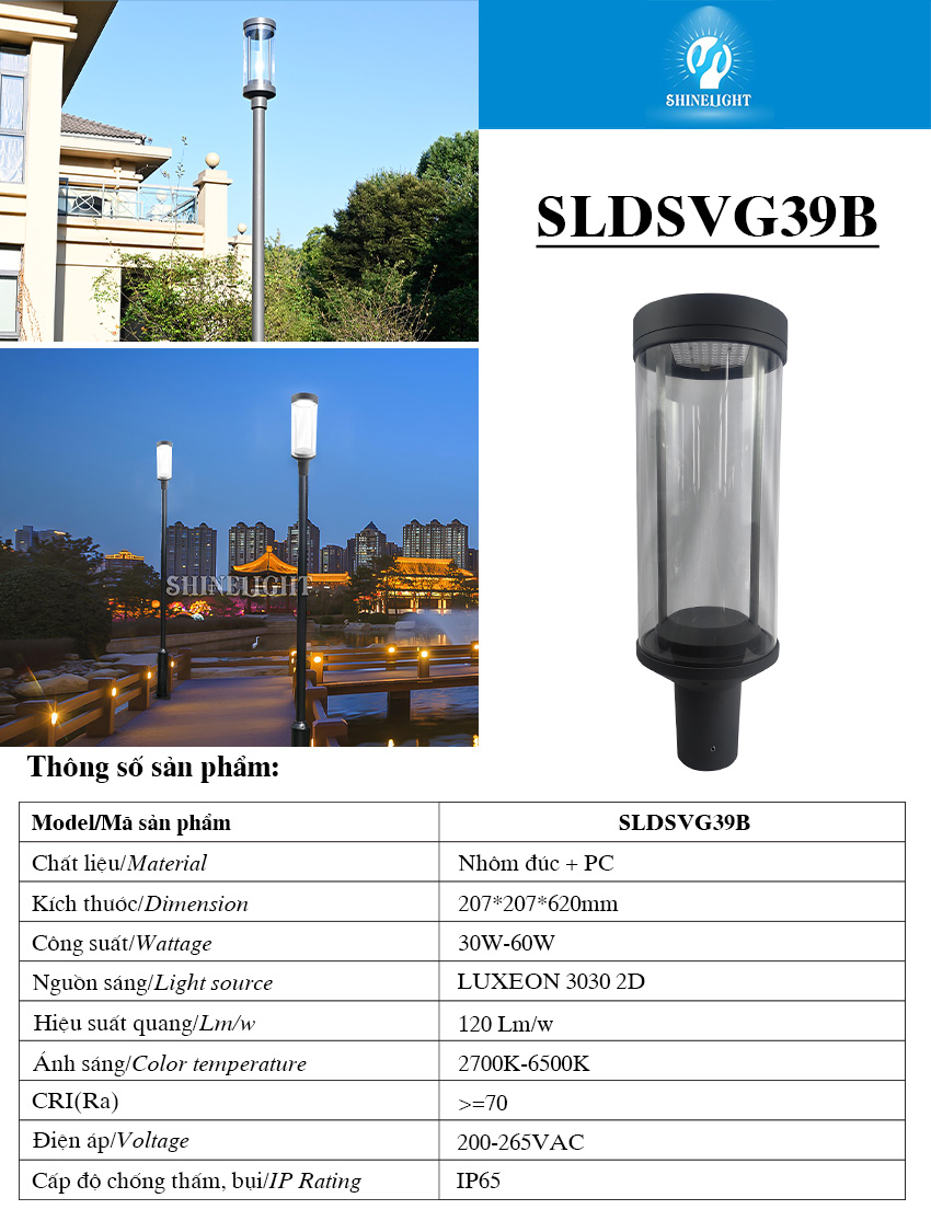Cột đèn sân vườn SLDSVG39B
