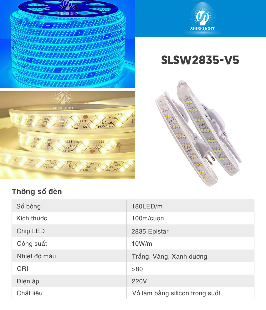 Đèn LED dây 3 hàng bóng SLSW2835-V5