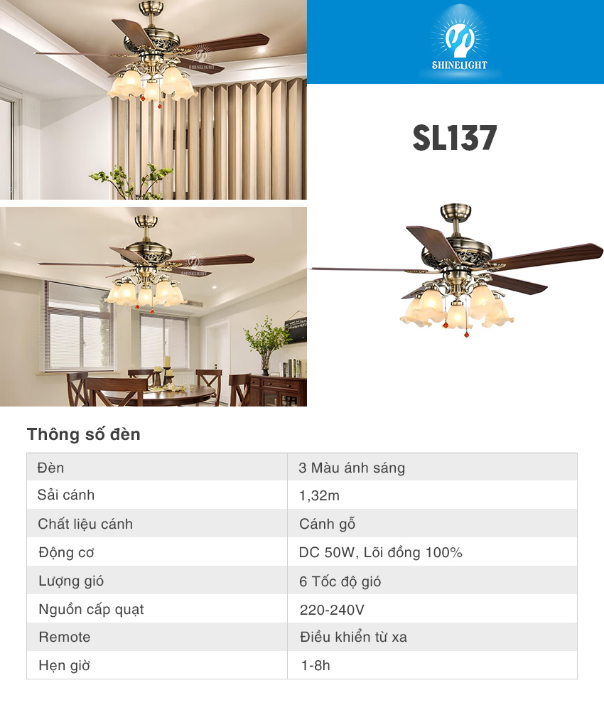 Quạt trần đèn SL137