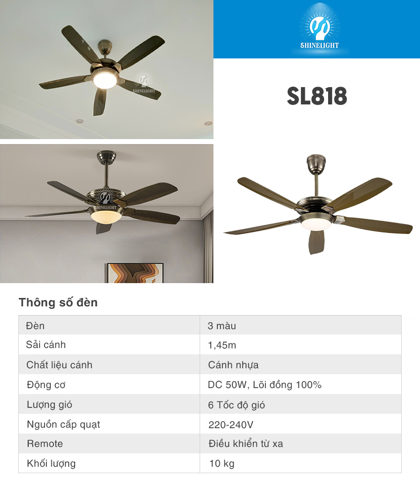 Quạt trần đèn SL818