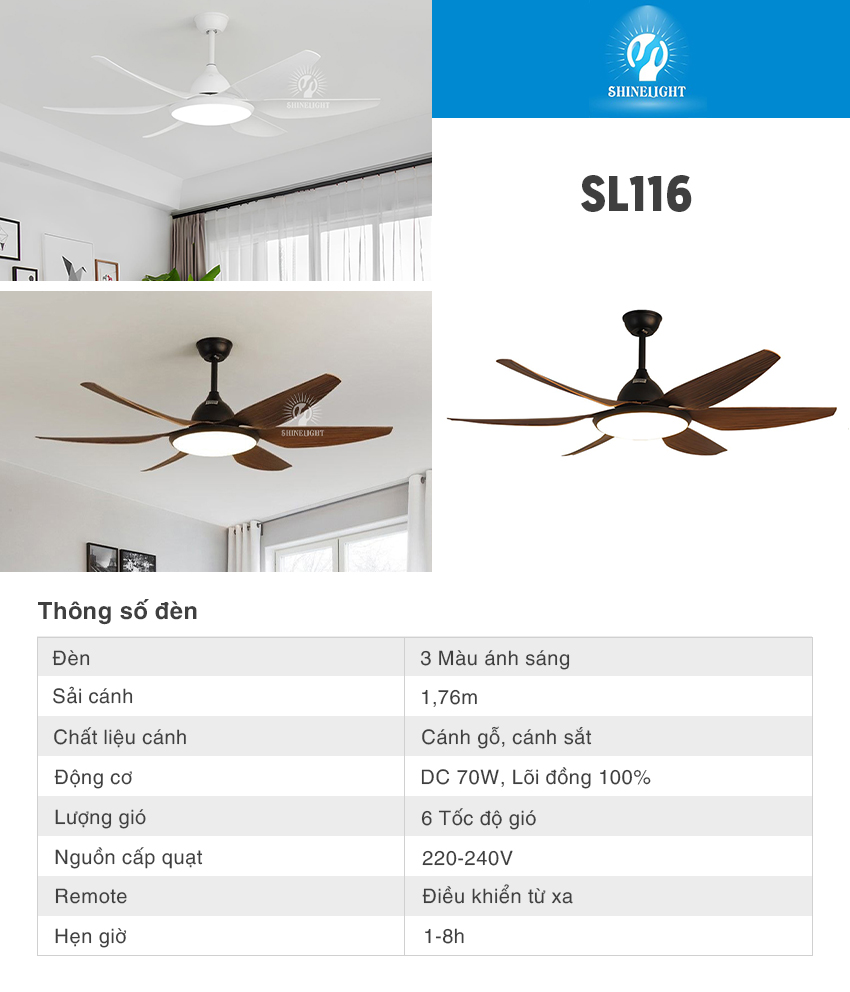 Quạt trần đèn SL116